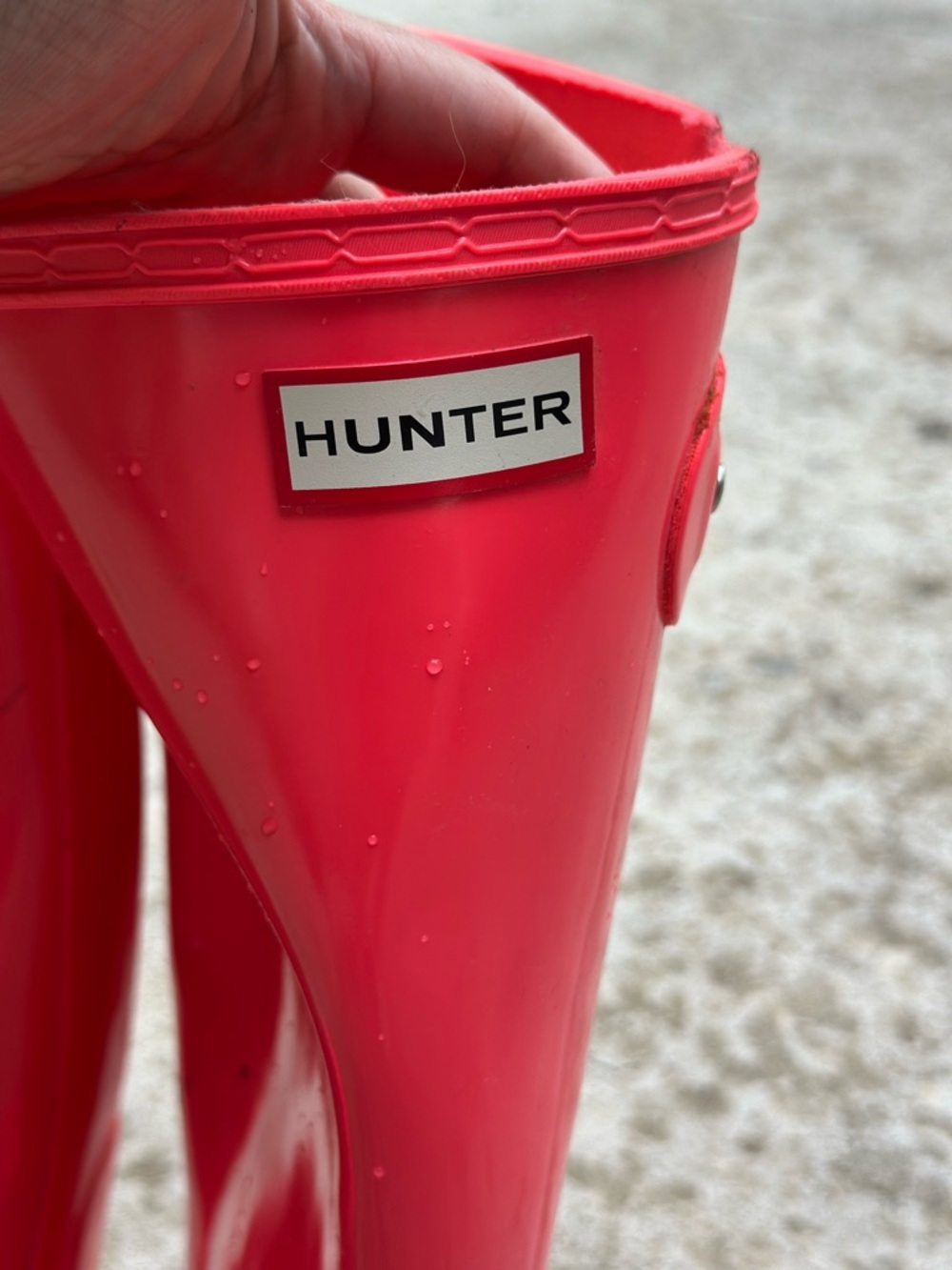 Hunter Original Tall Rain Boots Pink Red Gloss Waterproof Size 8 - Picture 3 of 12